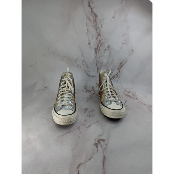 Converse High Tops Womens US 9 UK 7 Metallic Stripe Sneaker Shoes Silver Copper - Picture 2 of 13